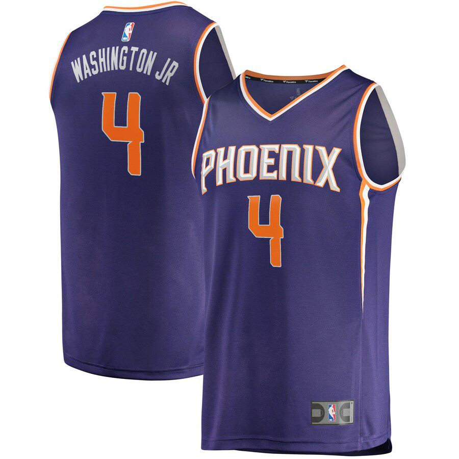 Men Phoenix Suns 4 Duane Washington Jr Fanatics Branded Purple 2022-23 Fast Break Replica Player NBA Jersey